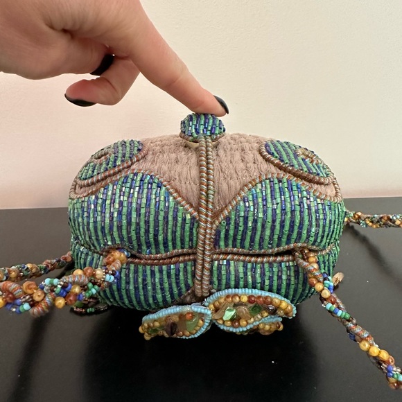 Vintage Mary Frances Beaded Turquoise Multi Color Bird Purse - Picture 8 of 16